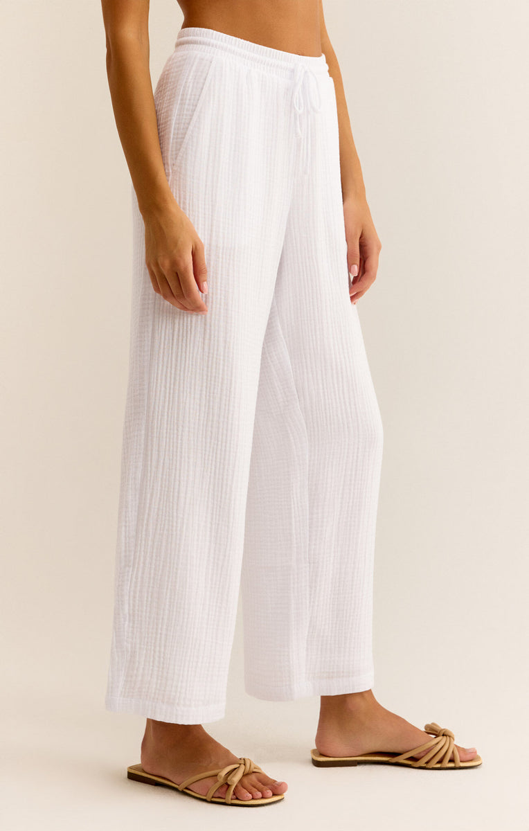 White Cotton Gauze Pants