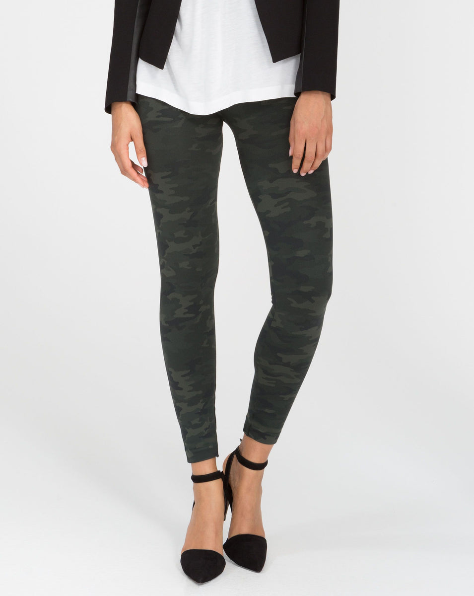SPANX Look At Me Now Leggings Green Camo Camouflage High Rise