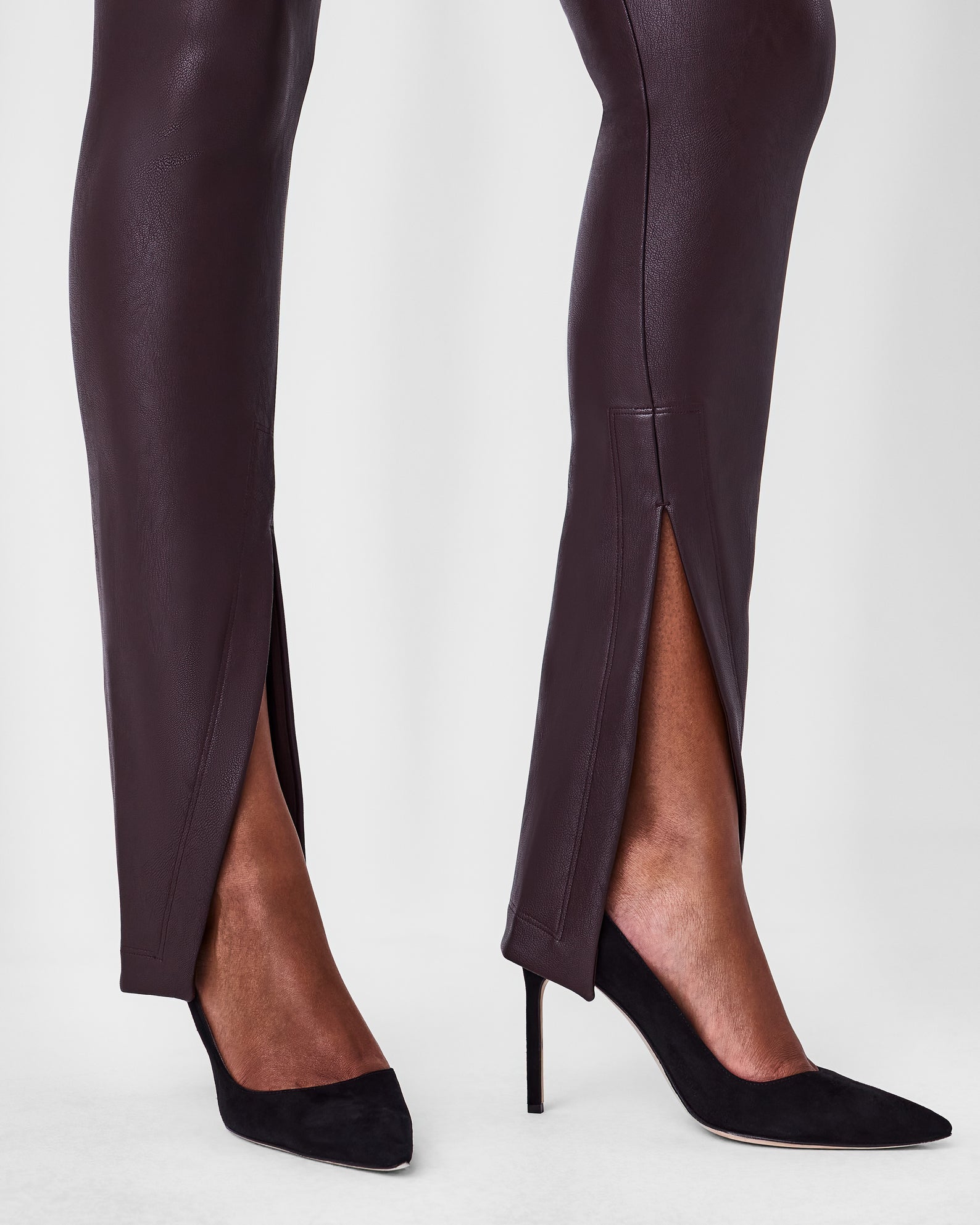 SPANX  Leather-Like Front Slit Legging {Cherry Chocolate} – Kelly Fields  Boutique