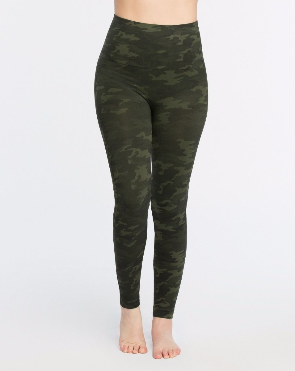 Spanx Look At Me Now Seamless Leggings High Rise Green Camo Womens Size  Medium M